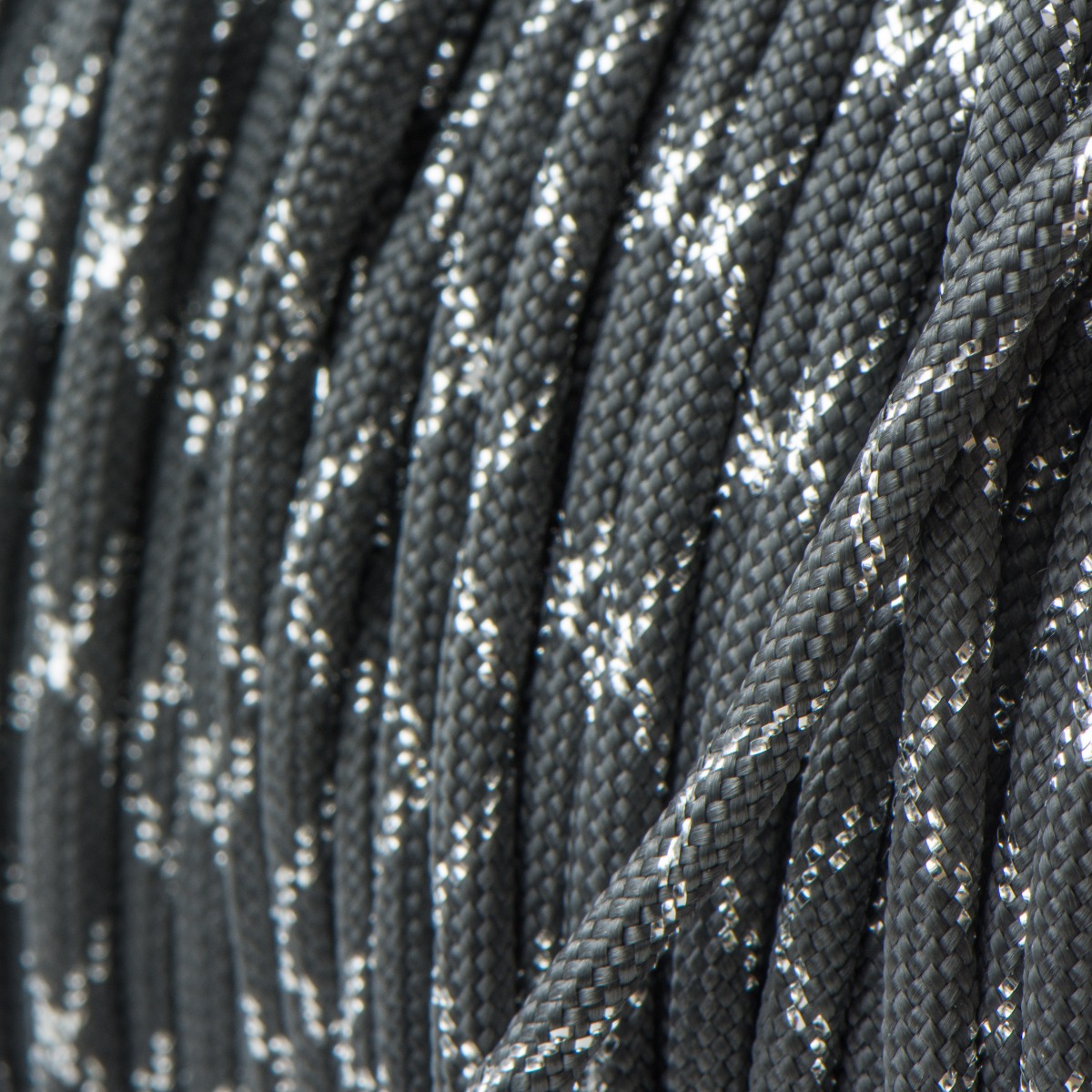 Metallic Glitter Charcoal Grey & Silver Tracer X Paracord 550 Type III